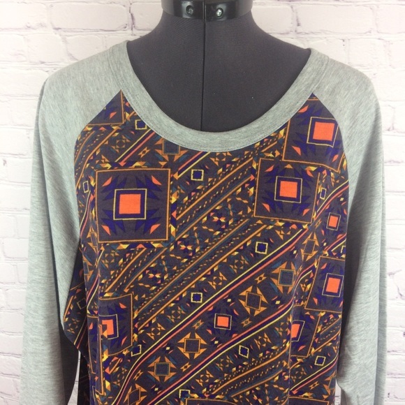 SOFT Ladies Baseball T retro geometric print comfy - Picture 4 of 8